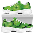 Shamrock Clover St. Patrick's Day Print White Chunky Shoes