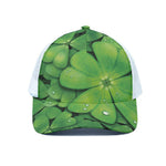 Shamrock Clover St. Patrick's Day Print White Mesh Trucker Cap