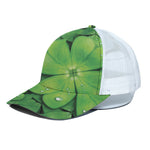 Shamrock Clover St. Patrick's Day Print White Mesh Trucker Cap