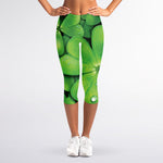 Shamrock Clover St. Patrick's Day Print Women's Capri Leggings