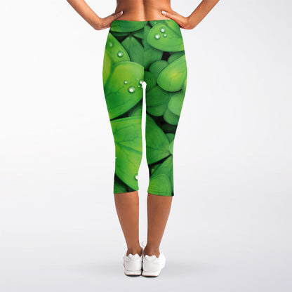 Shamrock Clover St. Patrick's Day Print Women's Capri Leggings