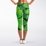 Shamrock Clover St. Patrick's Day Print Women's Capri Leggings