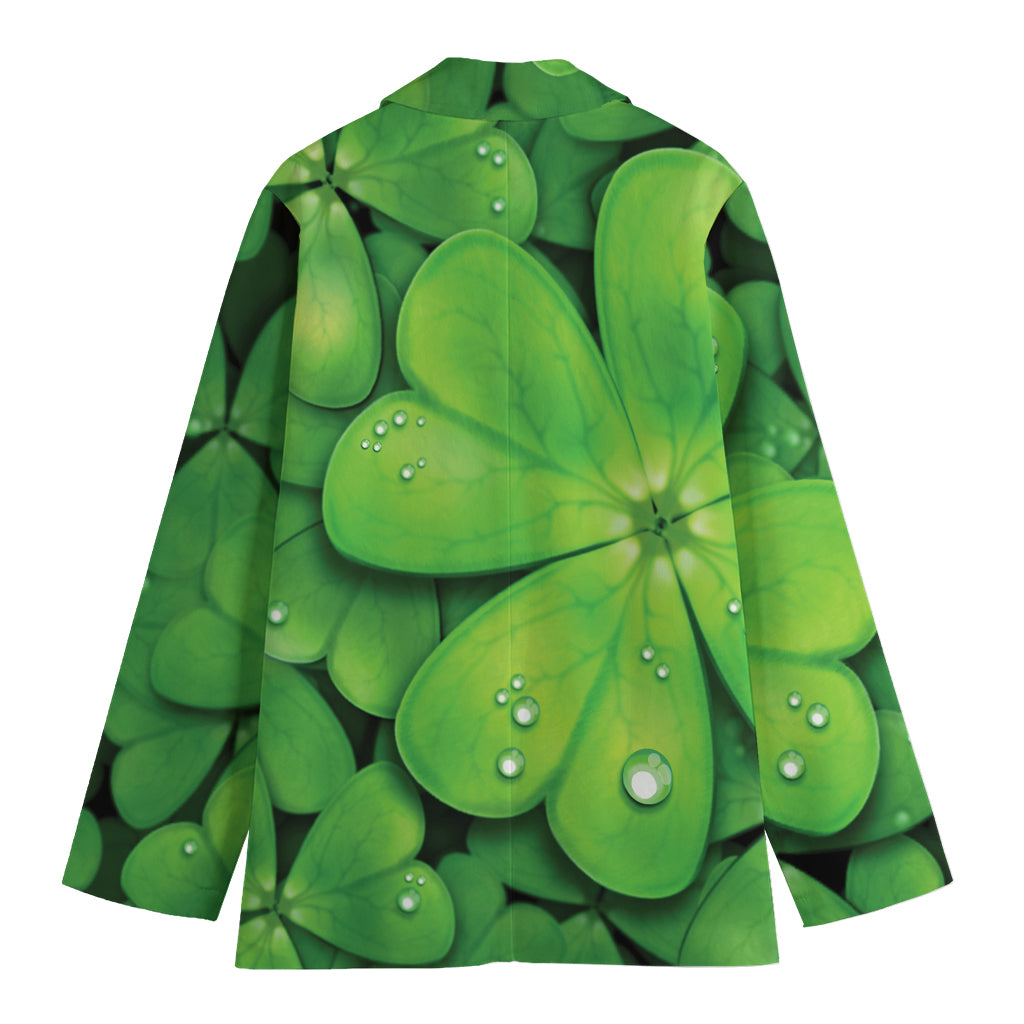 Shamrock Clover St. Patrick's Day Print Women's Cotton Blazer