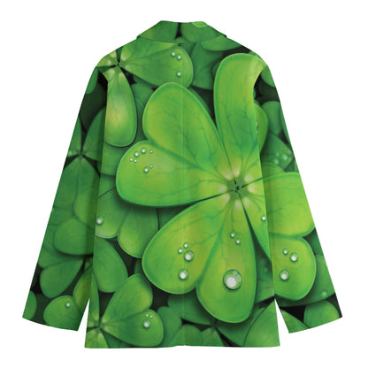 Shamrock Clover St. Patrick's Day Print Women's Cotton Blazer