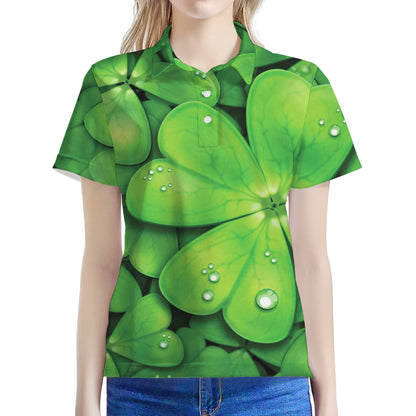 Shamrock Clover St. Patrick's Day Print Women's Polo Shirt
