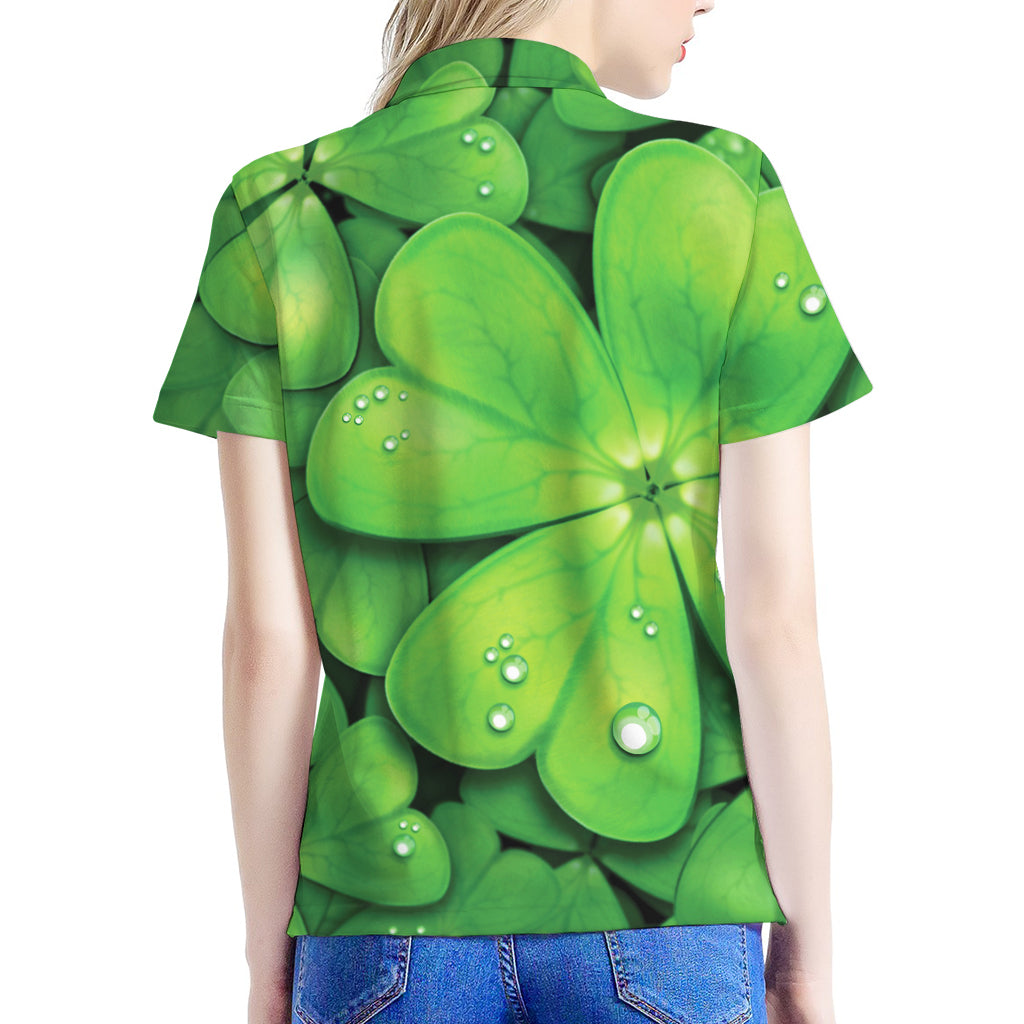 Shamrock Clover St. Patrick's Day Print Women's Polo Shirt