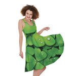 Shamrock Clover St. Patrick's Day Print Women's Sleeveless Dress