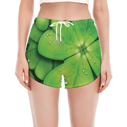 Shamrock Clover St. Patrick's Day Print Women's Split Running Shorts