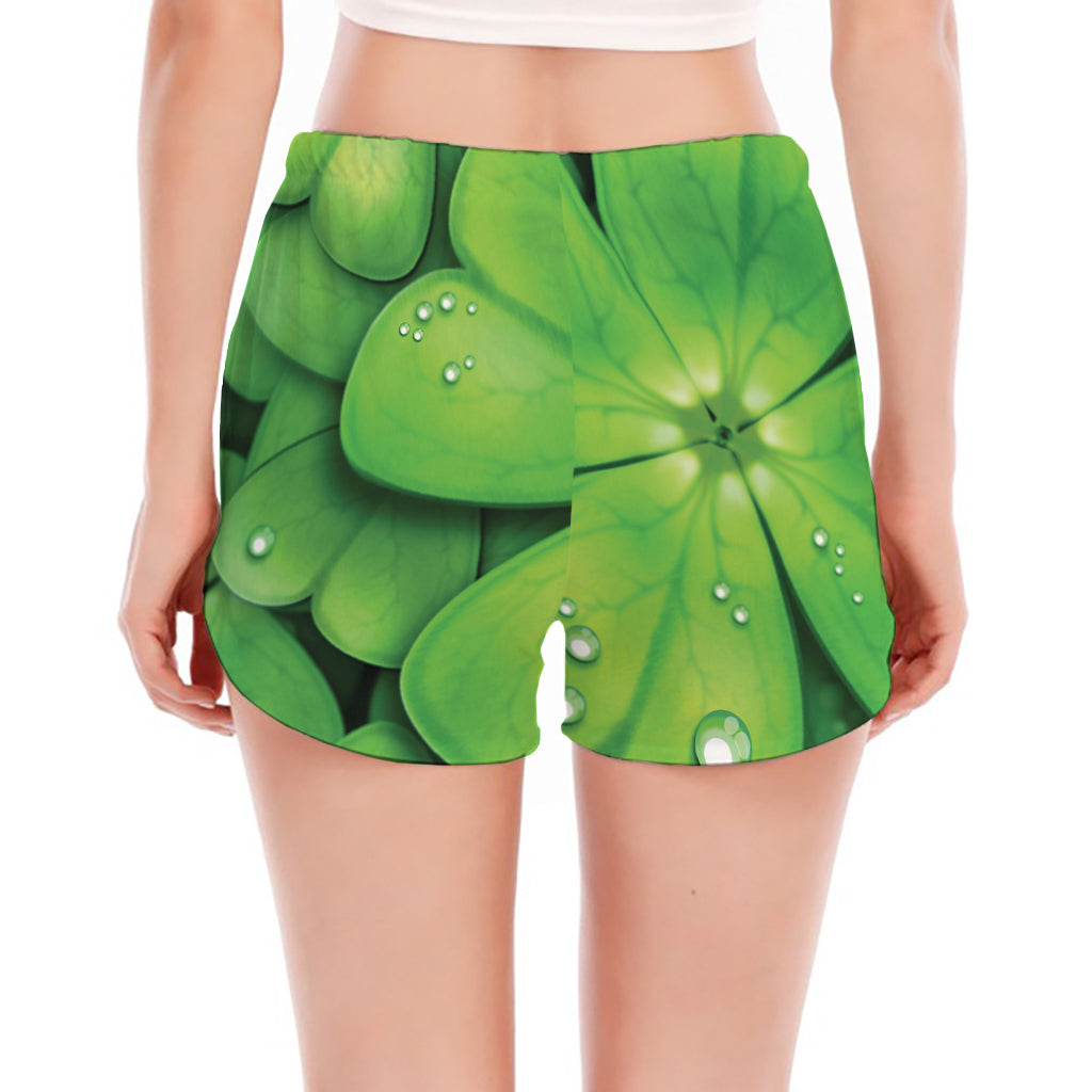 Shamrock Clover St. Patrick's Day Print Women's Split Running Shorts