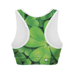 Shamrock Clover St. Patrick's Day Print Women's Sports Bra