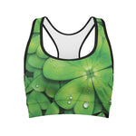 Shamrock Clover St. Patrick's Day Print Women's Sports Bra