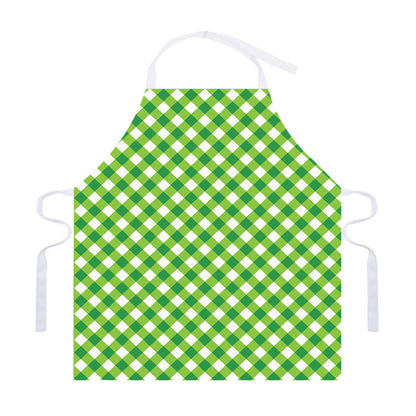 Shamrock Green And White Gingham Print Adjustable Apron