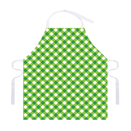 Shamrock Green And White Gingham Print Adjustable Apron