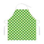 Shamrock Green And White Gingham Print Adjustable Apron