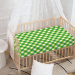 Shamrock Green And White Gingham Print Baby Crib Sheet
