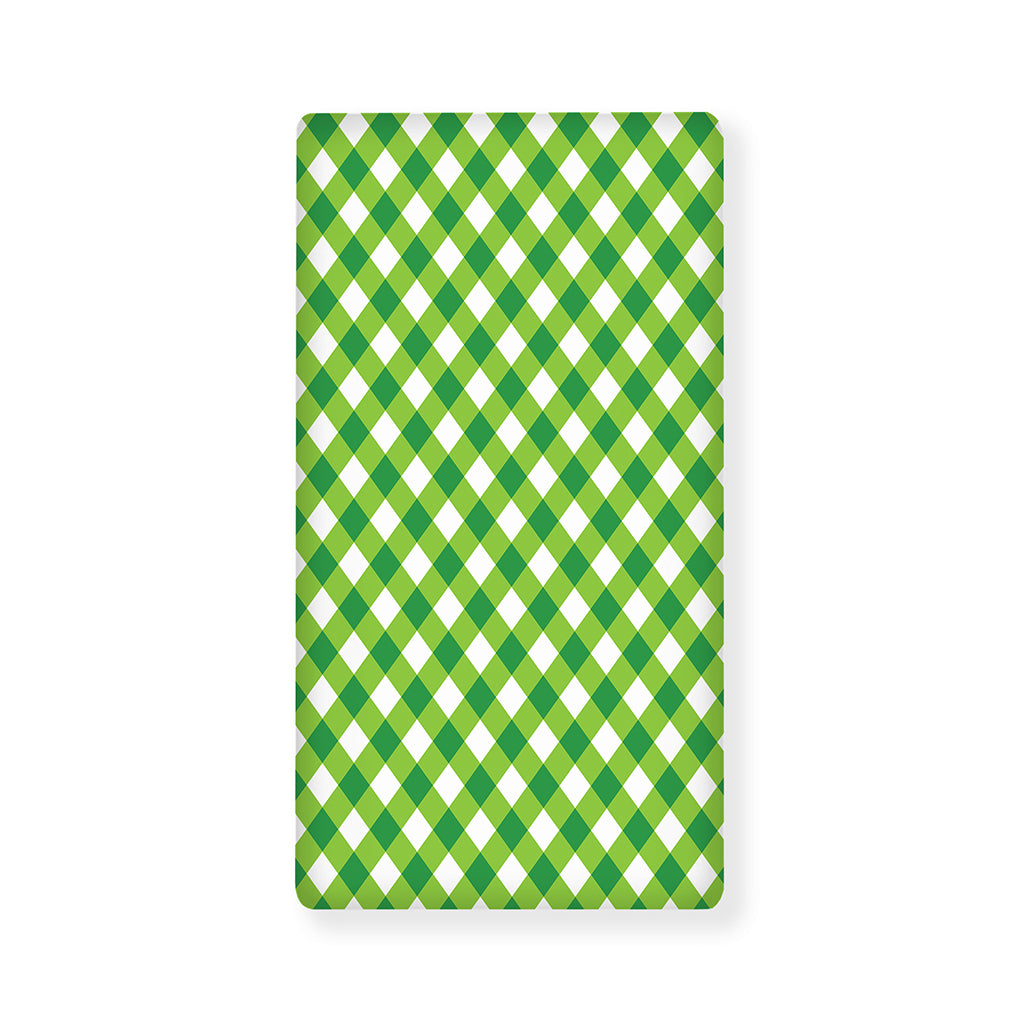 Shamrock Green And White Gingham Print Baby Crib Sheet