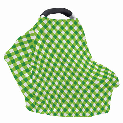 Shamrock Green And White Gingham Print Baby Seat Cover