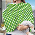 Shamrock Green And White Gingham Print Baby Seat Cover