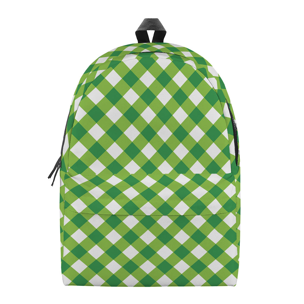Shamrock Green And White Gingham Print Backpack