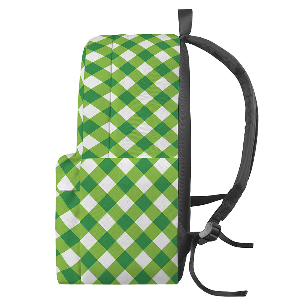 Shamrock Green And White Gingham Print Backpack