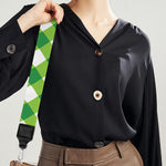 Shamrock Green And White Gingham Print Bag Strap