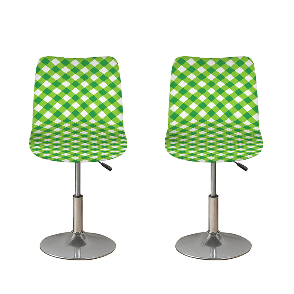 Shamrock Green And White Gingham Print Bar Stool Covers