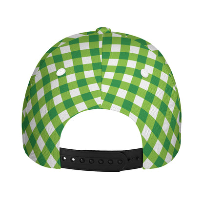 Shamrock Green And White Gingham Print Baseball Cap