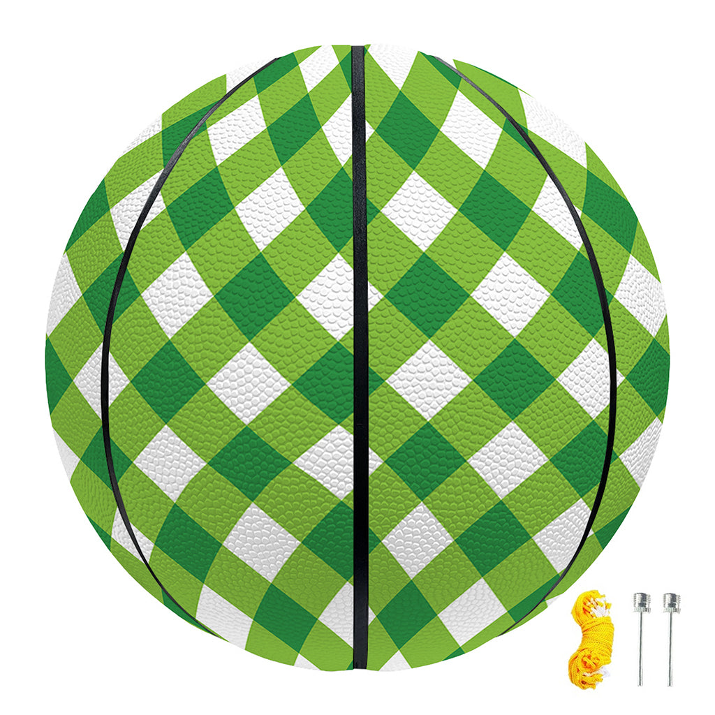 Shamrock Green And White Gingham Print Basketball