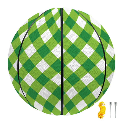 Shamrock Green And White Gingham Print Basketball