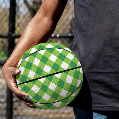 Shamrock Green And White Gingham Print Basketball