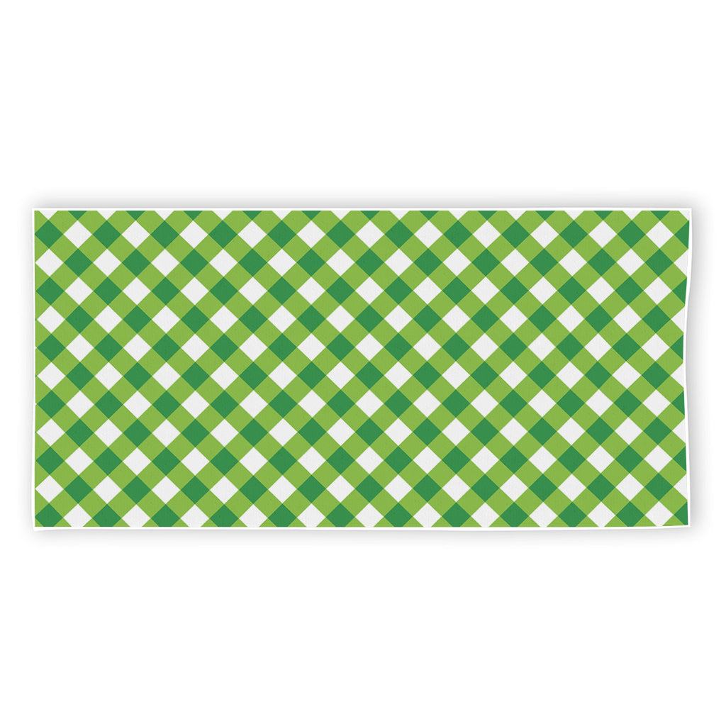 Shamrock Green And White Gingham Print Beach Towel