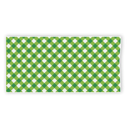 Shamrock Green And White Gingham Print Beach Towel