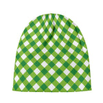 Shamrock Green And White Gingham Print Beanie