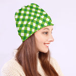 Shamrock Green And White Gingham Print Beanie