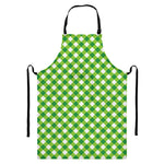 Shamrock Green And White Gingham Print Bib Apron With Pocket