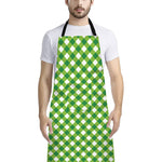 Shamrock Green And White Gingham Print Bib Apron With Pocket