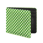 Shamrock Green And White Gingham Print Bifold Wallet