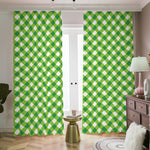 Shamrock Green And White Gingham Print Blackout Pencil Pleat Curtains