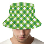 Shamrock Green And White Gingham Print Bucket Hat