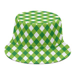 Shamrock Green And White Gingham Print Bucket Hat