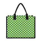 Shamrock Green And White Gingham Print Canvas Tote Bag