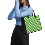 Shamrock Green And White Gingham Print Canvas Tote Bag