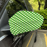 Shamrock Green And White Gingham Print Car Side Mirror Covers