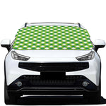 Shamrock Green And White Gingham Print Car Windshield Snow Cover
