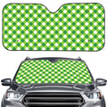 Shamrock Green And White Gingham Print Car Windshield Sun Shade