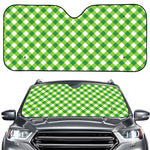 Shamrock Green And White Gingham Print Car Windshield Sun Shade