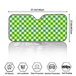 Shamrock Green And White Gingham Print Car Windshield Sun Shade