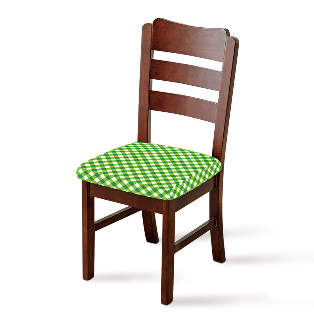 Shamrock Green And White Gingham Print Chair Cushion Cover