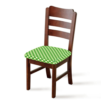Shamrock Green And White Gingham Print Chair Cushion Cover