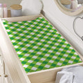 Shamrock Green And White Gingham Print Changing Pad Cover